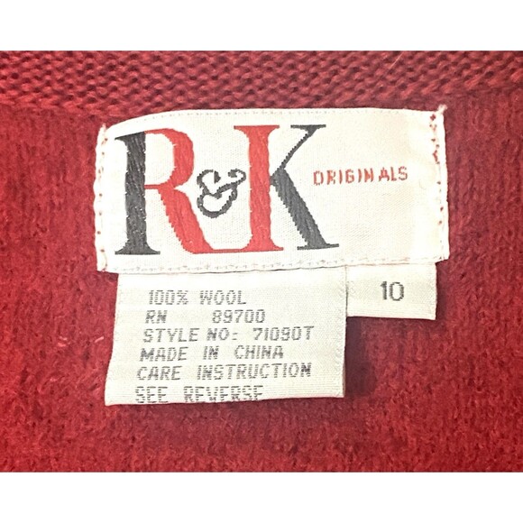 Vtg R&K Women's Red Silver Horse Bit Wool Vest 10 Equestrian Holiday Old Money - Picture 5 of 11